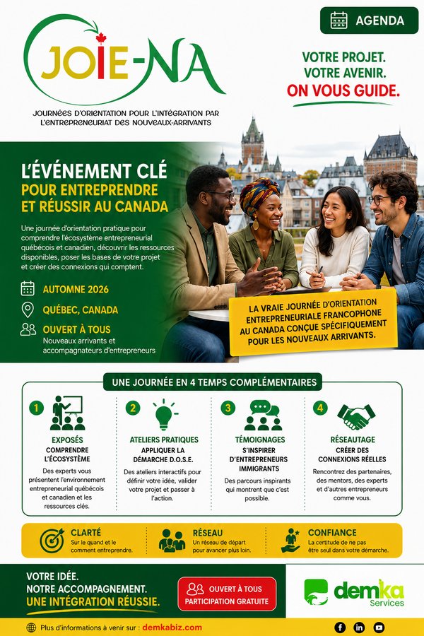 Journée d'Orientation pour l'Intégration par l'Entrepreneuriat des Nouveaux Arrivants